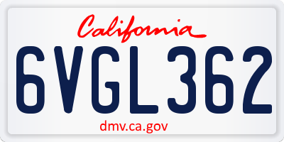CA license plate 6VGL362
