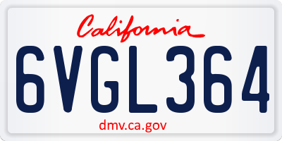 CA license plate 6VGL364