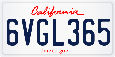 CA license plate 6VGL365