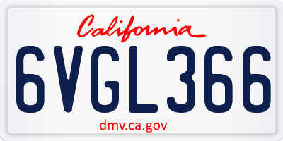 CA license plate 6VGL366