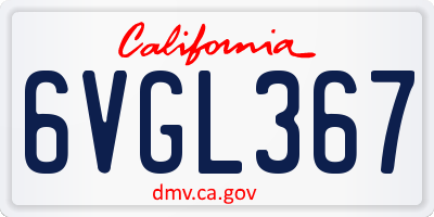 CA license plate 6VGL367