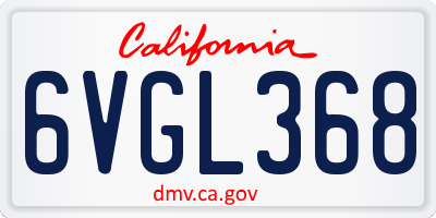 CA license plate 6VGL368