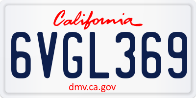 CA license plate 6VGL369