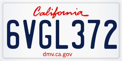 CA license plate 6VGL372