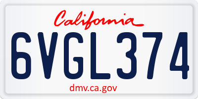 CA license plate 6VGL374