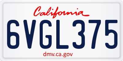CA license plate 6VGL375