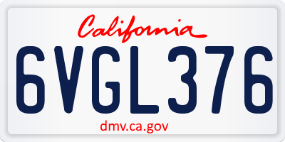 CA license plate 6VGL376