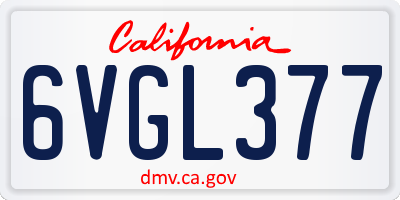 CA license plate 6VGL377