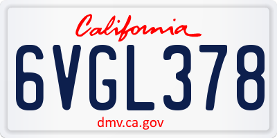 CA license plate 6VGL378