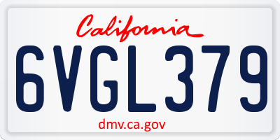 CA license plate 6VGL379