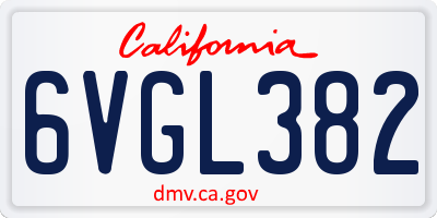 CA license plate 6VGL382