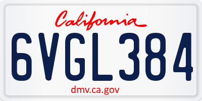 CA license plate 6VGL384