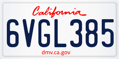 CA license plate 6VGL385