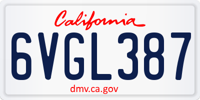 CA license plate 6VGL387