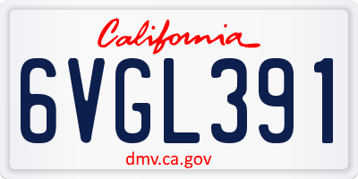 CA license plate 6VGL391
