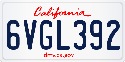 CA license plate 6VGL392