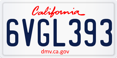 CA license plate 6VGL393