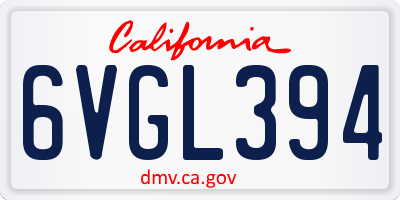 CA license plate 6VGL394