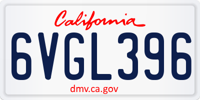 CA license plate 6VGL396