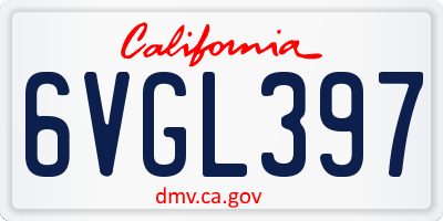 CA license plate 6VGL397