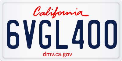 CA license plate 6VGL400
