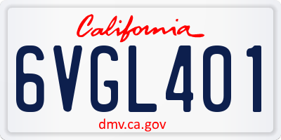 CA license plate 6VGL401
