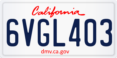 CA license plate 6VGL403