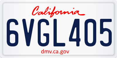 CA license plate 6VGL405