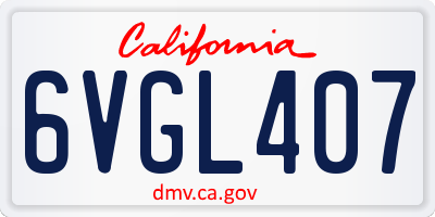 CA license plate 6VGL407