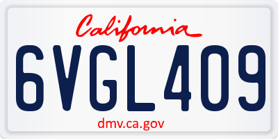 CA license plate 6VGL409