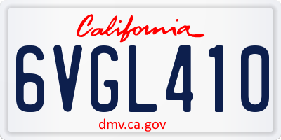 CA license plate 6VGL410