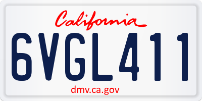 CA license plate 6VGL411
