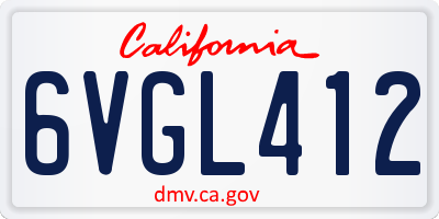 CA license plate 6VGL412