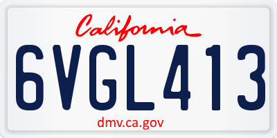 CA license plate 6VGL413