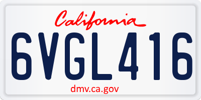 CA license plate 6VGL416