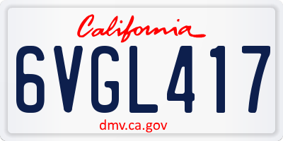 CA license plate 6VGL417