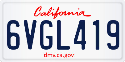 CA license plate 6VGL419