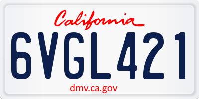CA license plate 6VGL421