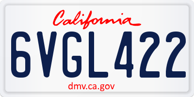 CA license plate 6VGL422