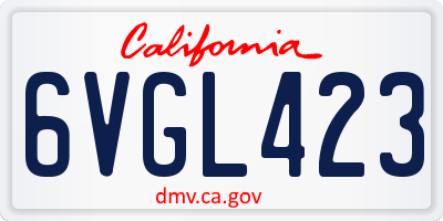 CA license plate 6VGL423