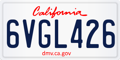 CA license plate 6VGL426