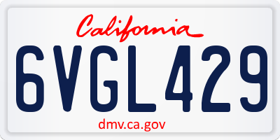 CA license plate 6VGL429