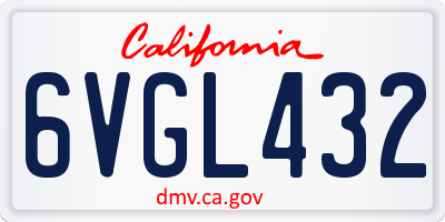 CA license plate 6VGL432