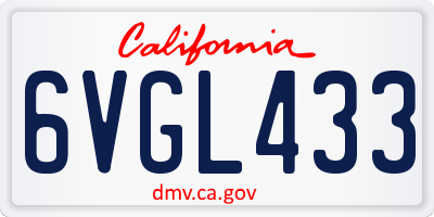 CA license plate 6VGL433