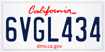 CA license plate 6VGL434
