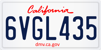 CA license plate 6VGL435
