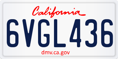 CA license plate 6VGL436