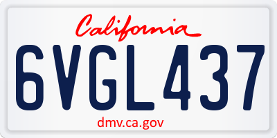 CA license plate 6VGL437