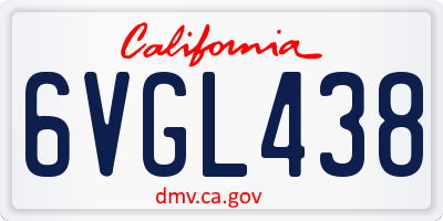 CA license plate 6VGL438