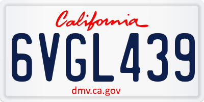 CA license plate 6VGL439